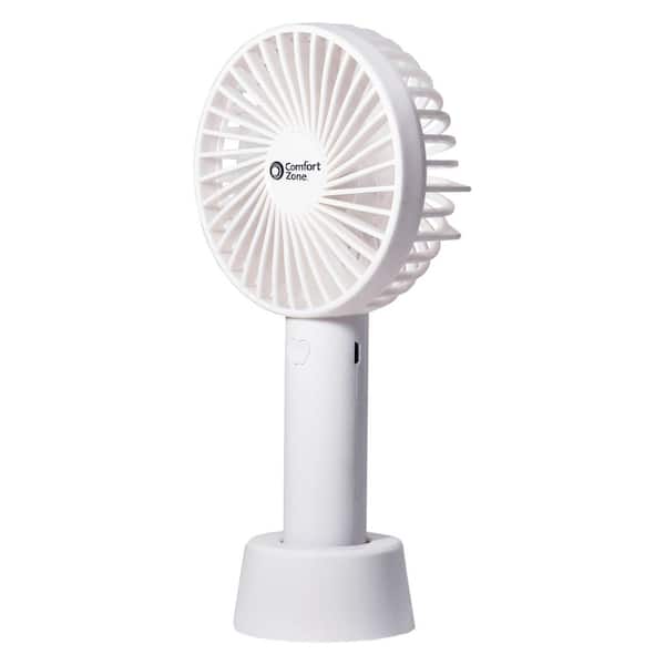 Comfort Zone 4 in. 3-Speed Personal Fan with Rechargeable Stand