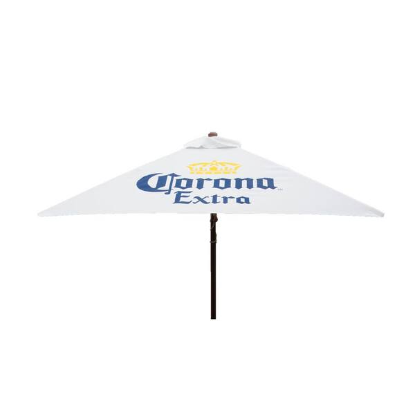 DestinationGear Corona Extra 6.5 ft. Wood Square Patio Umbrella in White Polyester