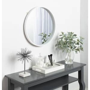 Medium Round White Contemporary Mirror (21.6 in. H x 21.6 in. W)