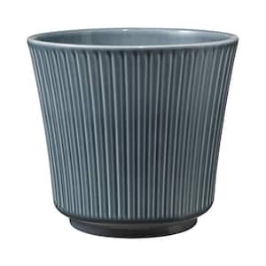7.9 in. x 7.9 in. D x 7.1 in. H Leeanne Small Glossy Blue Textured Ceramic Pot