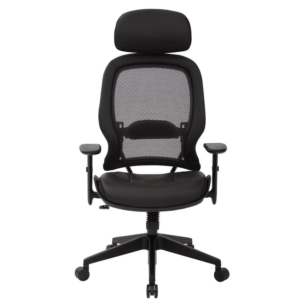 Executive High Back Black Leather Swivel Office Chair with Adjustable Arms