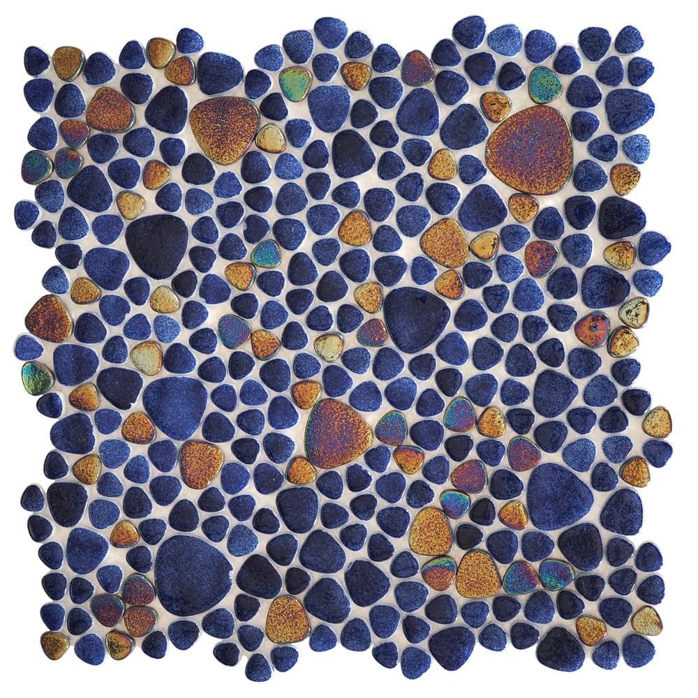 Multicolor 12x12 Glass Pebble Mosaic Tile for Indoor and Outdoor