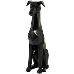 Black Polystone Cubist Dog Sculpture