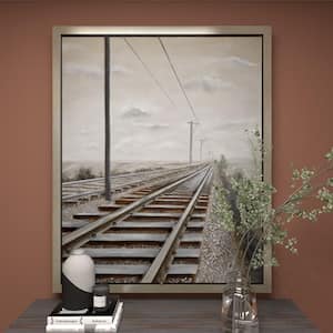 1- Panel Landscape Railroad Framed Wall Art with Silver Frame 53 in. x 44 in.
