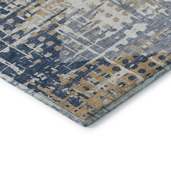 Mayfield Premium Machine Washable Abstract AMF2116 Navy 5 ft. x 7 ft. 6 in. Area Rug