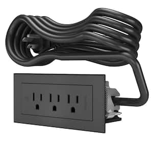 6 ft. Cord 15 Amp 3-Outlet radiant Recessed Furniture Power Strip, Black