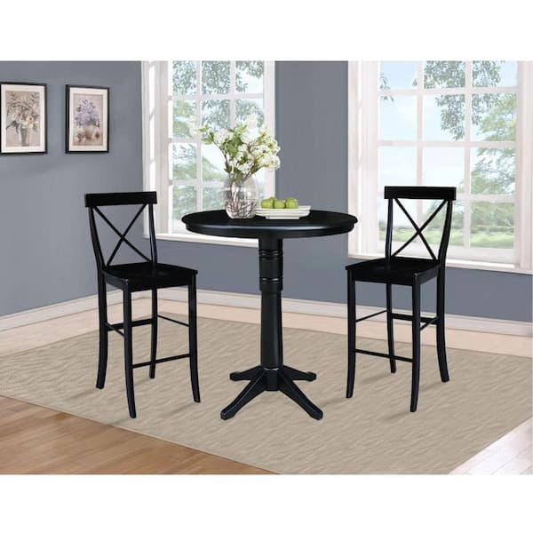 X Back 30 in. Black Bar Stool