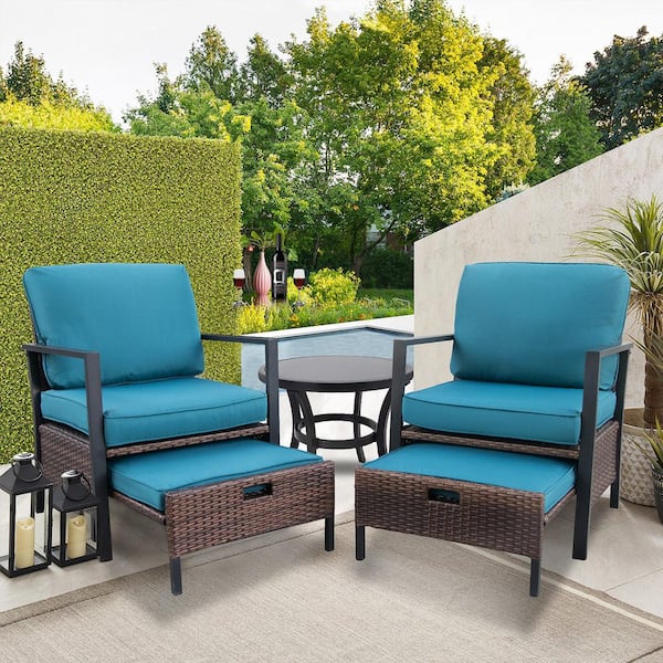 5 piece patio conversation set with ottoman