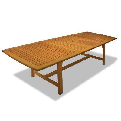 Hampton Bay Amazon Teak 112 in. Double Extension Patio Dining Table-DISCONTINUED