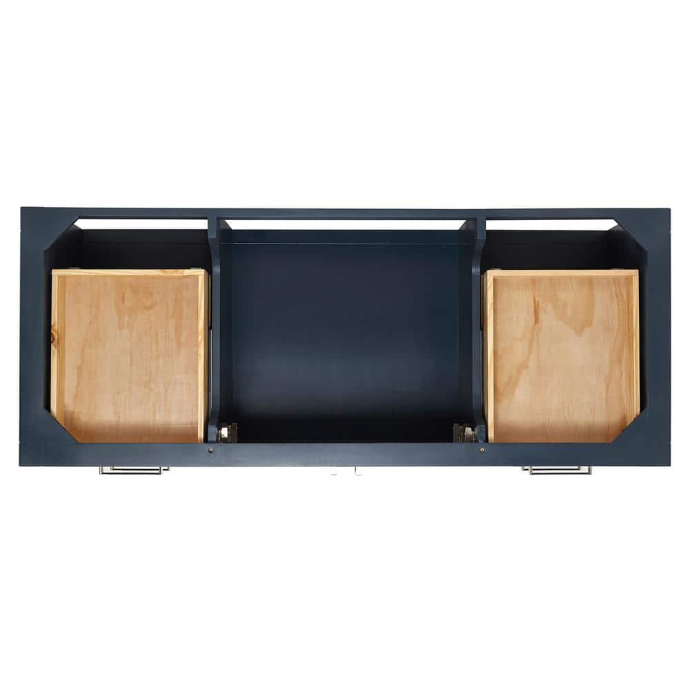 Midnight Blue Hardwood Single Bathroom Vanity with Carrara Quartz Top