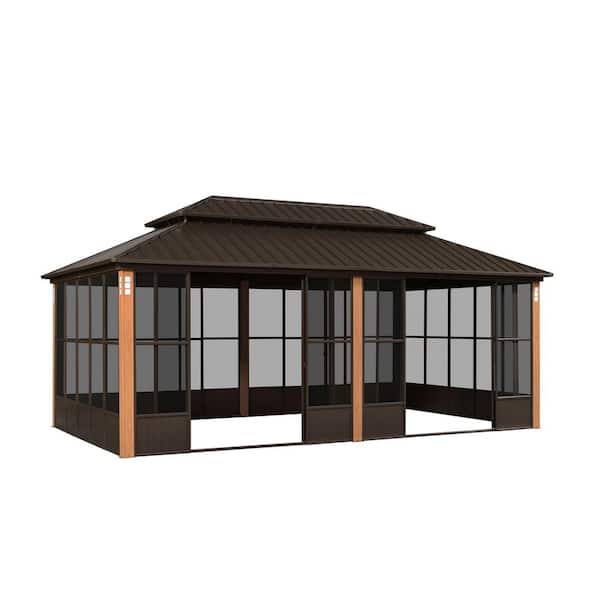 PURPLE LEAF 12 ft. x 20 ft. Sunroom Hardtop Gazebo Solarium