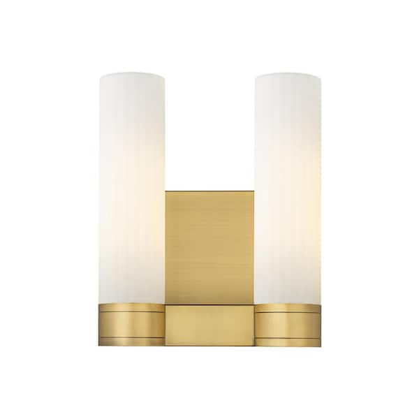 Innovations Empire 10.5 in. 2-Light Brushed Brass Wall Sconce with Glass Shade