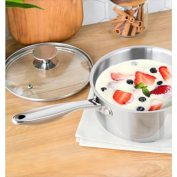 3-Piece Stainless Steel Saucepan Set with Lids, Nonstick Sauce Pan Set for Kitchen