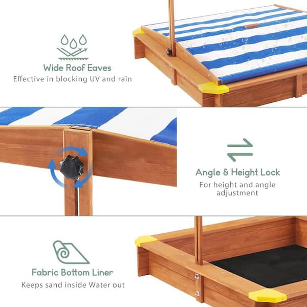3.8 ft. W x 3.8 ft. L Outdoor Wood Kids Sandbox with