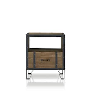 Gendron 19.69 in. Reclaimed Oak Rectangle Wood End Table with Storage