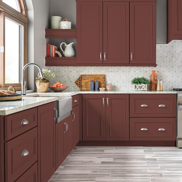 BEHR PREMIUM 1 gal. #PFC-02 Brick Red Satin Enamel Interior