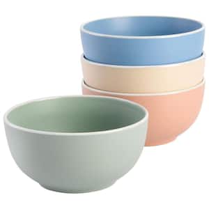 4 Piece 6 Inch Stoneware Cereal Bowl Set in Matte Assorted Colors
