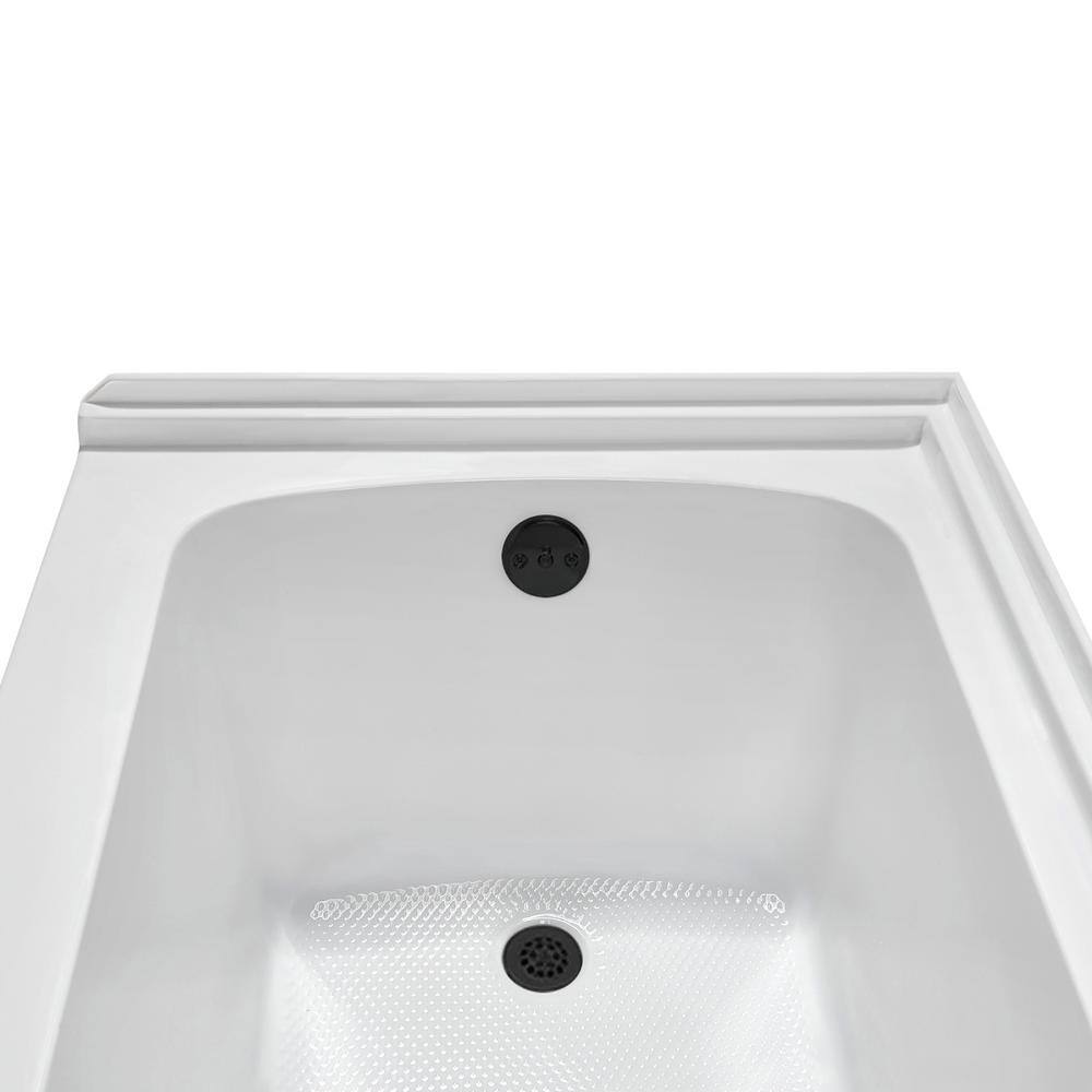 Glossy White Acrylic Alcove Bathtub with Matte Black Trim
