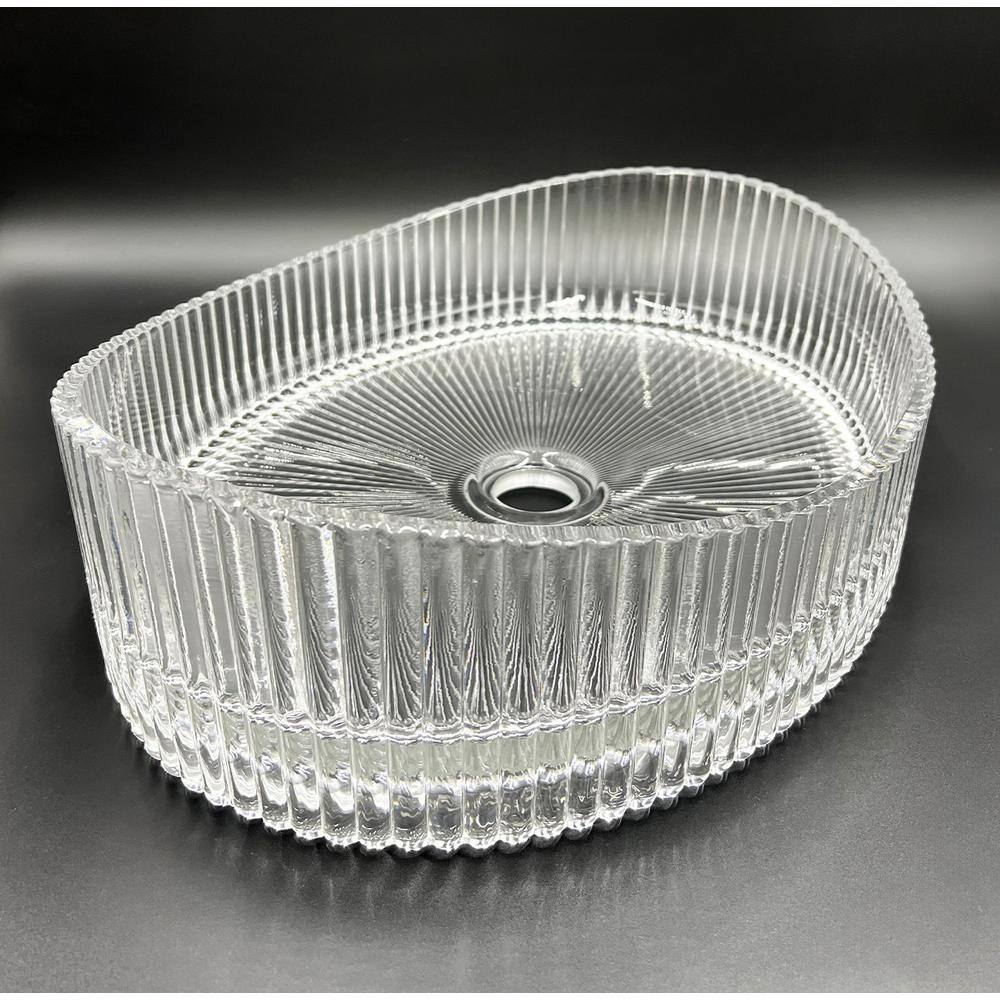 20'' Clear Ribbed Glass Oval Above-Counter Vessel Sink