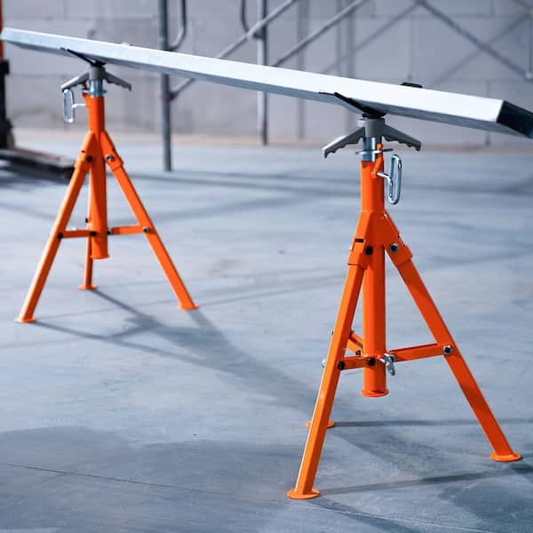 Pipe Stand, 2500 LBS. Heavy Duty Pipe Jack Stands, 27.2"-52" Height Adjustable V Head Pipe Stand, 45# Steel Folding