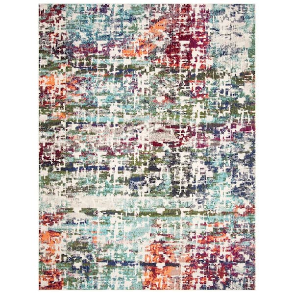 SAFAVIEH Madison Blue/Green 9 ft. x 12 ft. Geometric Area Rug