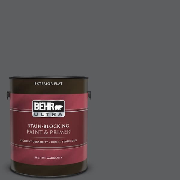 BEHR ULTRA 1 gal. #N500-6 Graphic Charcoal Flat Exterior Paint & Primer