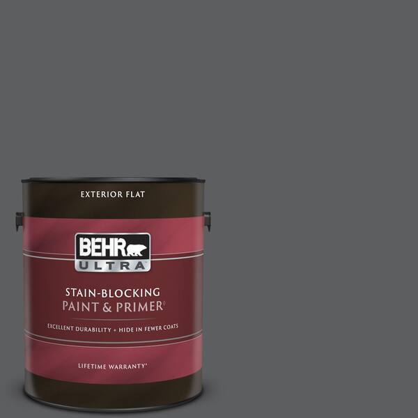 BEHR ULTRA 1 gal. #N500-6 Graphic Charcoal Flat Exterior Paint & Primer