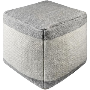 Latvia Off-White Cottage Polyester 18 in. L x 18 in. W x 18 in. H Pouf