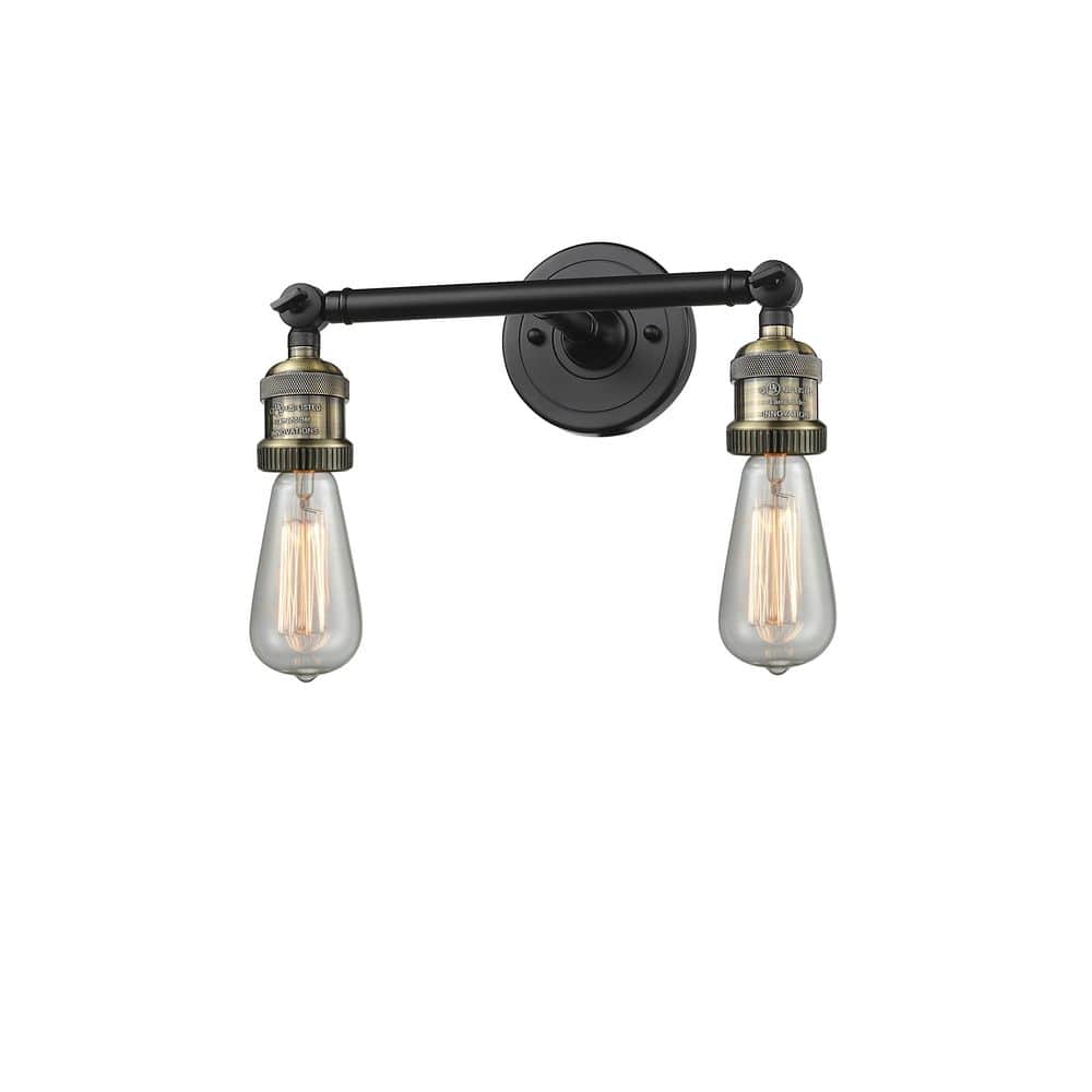 Bare Bulb 11 in. 2-Light Black Antique Brass Vanity Light price history on PriceWatchPro