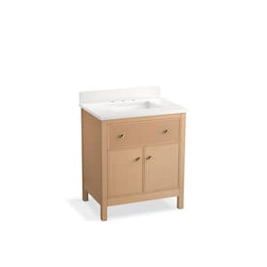 Malin 31in. Single Sink Freestanding White Oak Bath Vanity with White Quartz Top Assembled