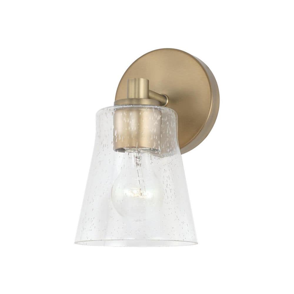 Baker 5.5 in. 1-Light Sconce in Aged Brass with Clear Seeded Glass price history on PriceWatchPro