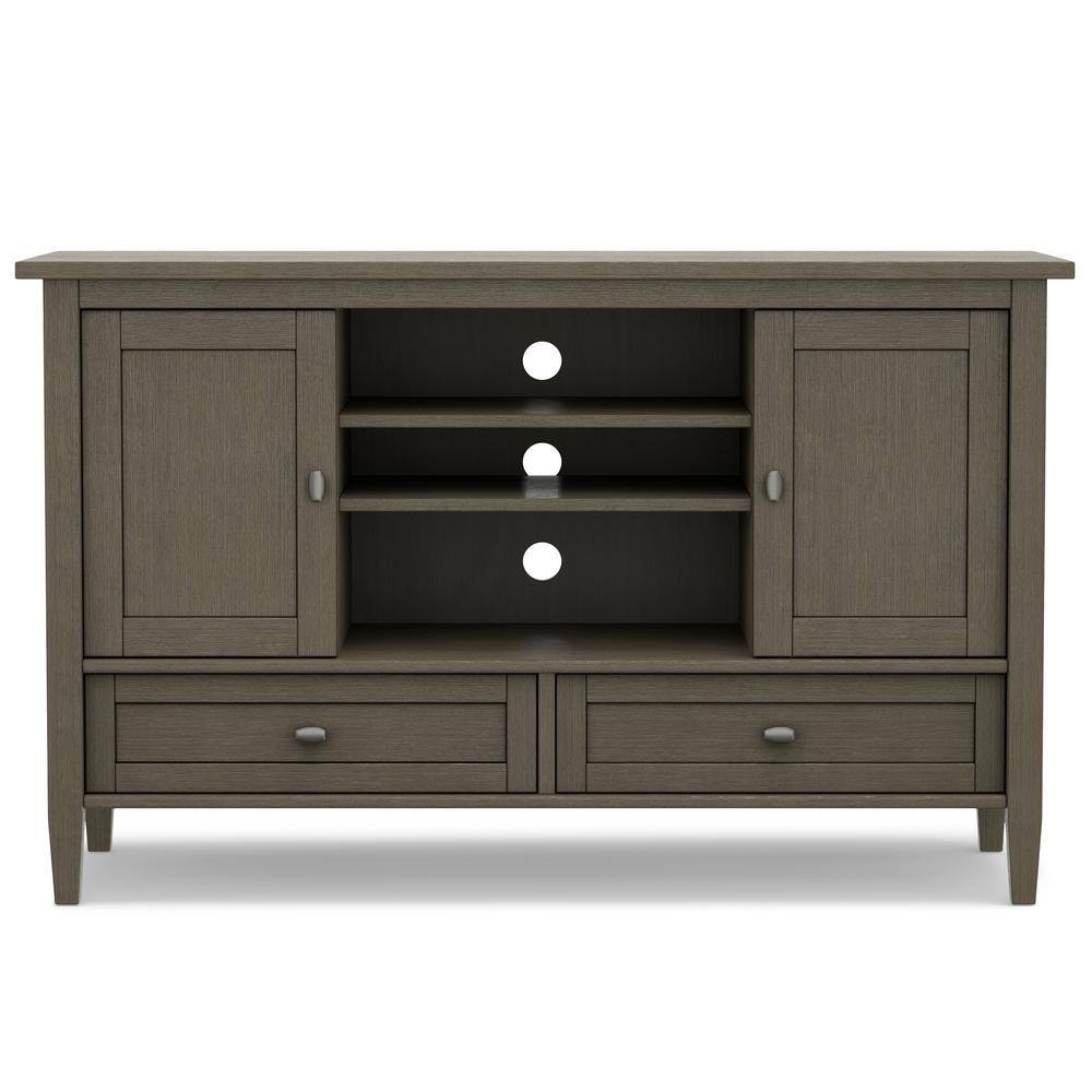 Farmhouse Gray Solid Wood TV Media Stand with Storage