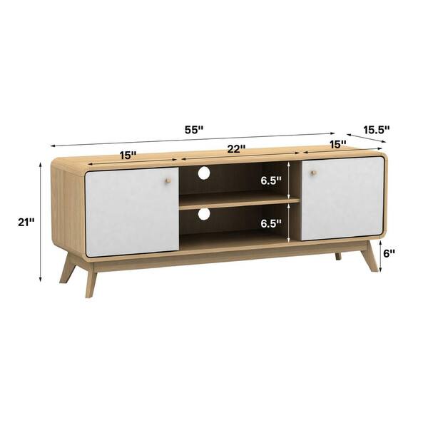 REN HOME THE ART OF SCANDINAVIAN DESIGN Leva Entertainment Console TV Stand Oak White 3005809RR The Home Depot