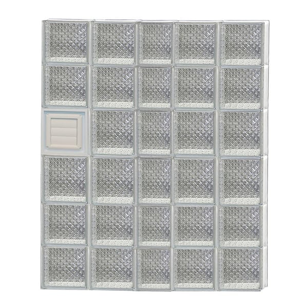 Clearly Secure 36.75 in. x 46.5 in. x 3.125 in. Frameless Diamond Pattern Glass Block Window with Dryer Vent