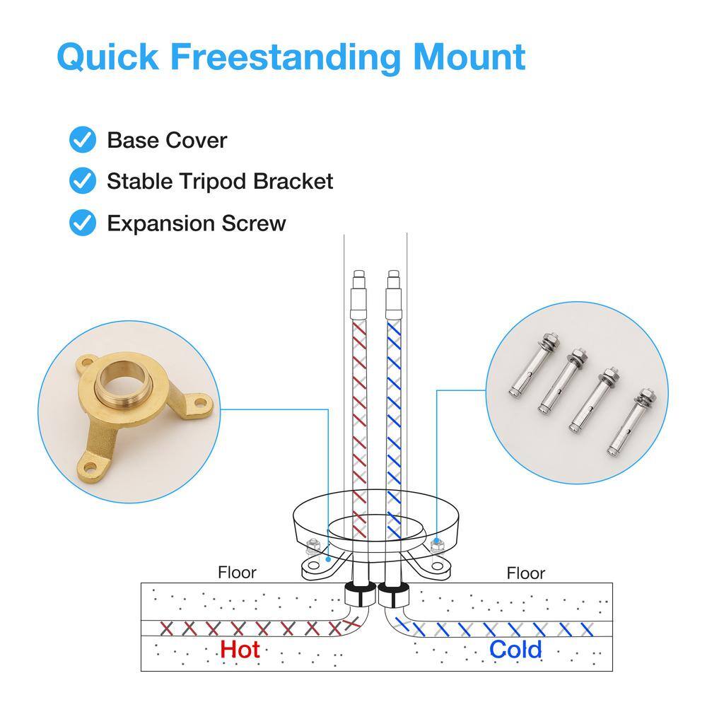Brushed Nickel Freestanding Tub Filler with Hand Shower