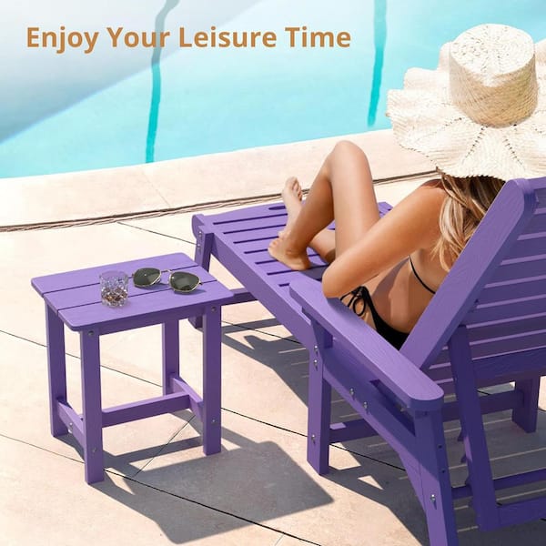 ITOPFOX Purple Rectangle Plastic 16.9 Outdoor Side Table