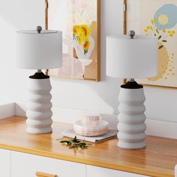 Maxax Salem 23-In White Resin Bedroom Table Lamp with USB Maxax Salem 23-In White Resin Bedroom Table Lamp with USB