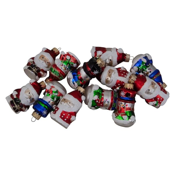 Northlight 2 in. 12ct Assorted Winter Snowmen and Santa Claus Christmas Figurine Ornament Set