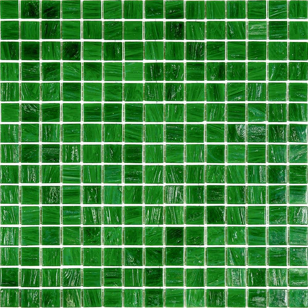 Kelly Green 12" x 12" Glossy Glass Mosaic Tile