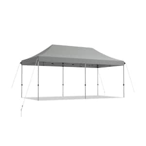 10 ft. x 20 ft. Adjustable Folding Heavy-Duty Sun Shelter with Carrying Bag, Gray