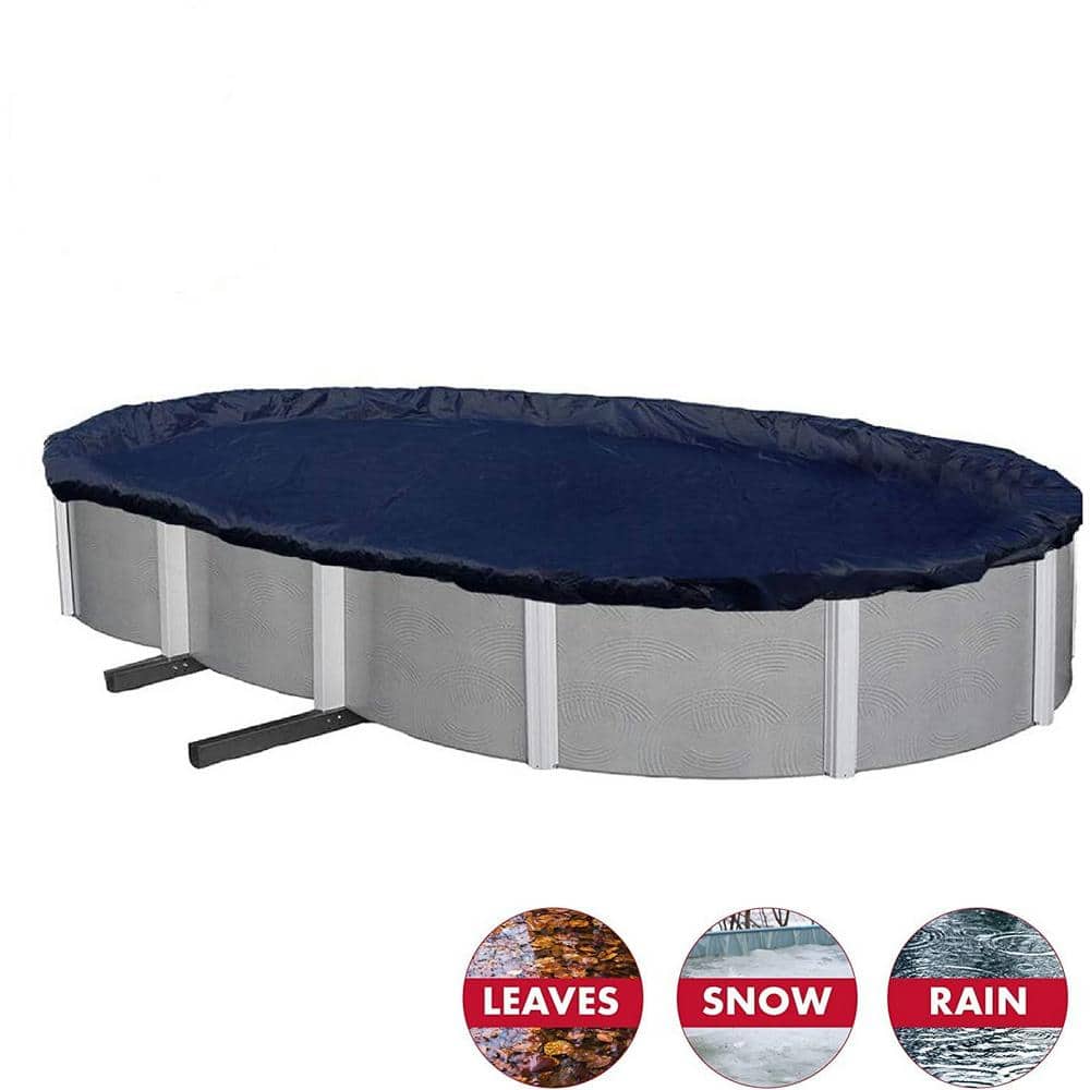 Premium 12' x 18' Dark Blue Oval Winter Pool Cover