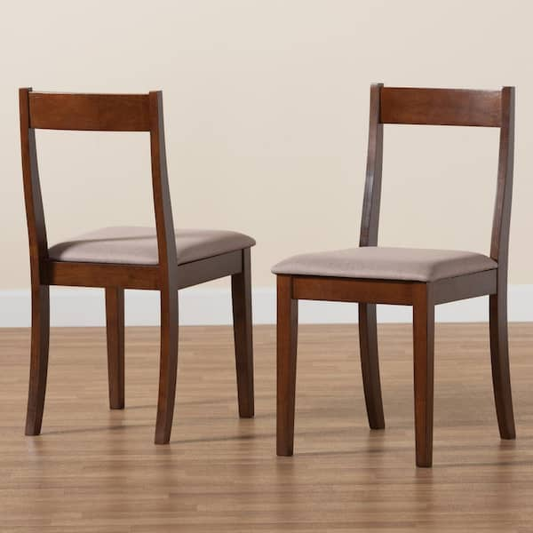 Baxton Studio Carola Warm Grey and Dark Brown Dining Chair Set of