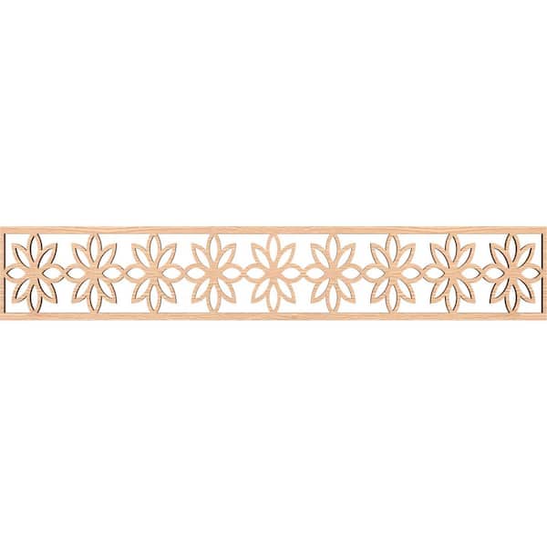 Ekena Millwork Daisy Fretwork 0.375 in. D x 46.625 in. W x 8 in. L Red Oak Wood Panel Moulding