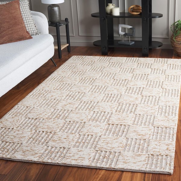 Natura 4 ft. x 6 ft. Brown/Ivory High-Low Checkered Area Rug
