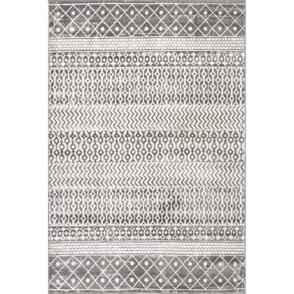 nuLOOM Casandra Machine Washable Moroccan Motif Area Rug - Grey 4' x 6