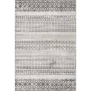 Kimberly Transitional Moroccan Banded Grey 5 ft. x 8 ft. Indoor Area Rug