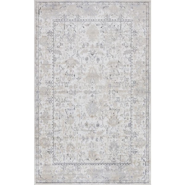 Unique Loom Portland Central Ivory 5 ft. x 8 ft. Area Rug