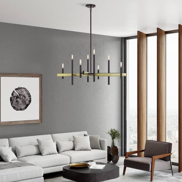 Livex Lighting Denmark 8-Light Bronze with Antique Brass Accents