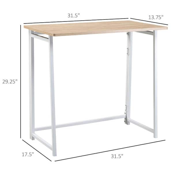 HOMCOM Writing Desk, 31.5 in. White Foldable Computer Desk with 
