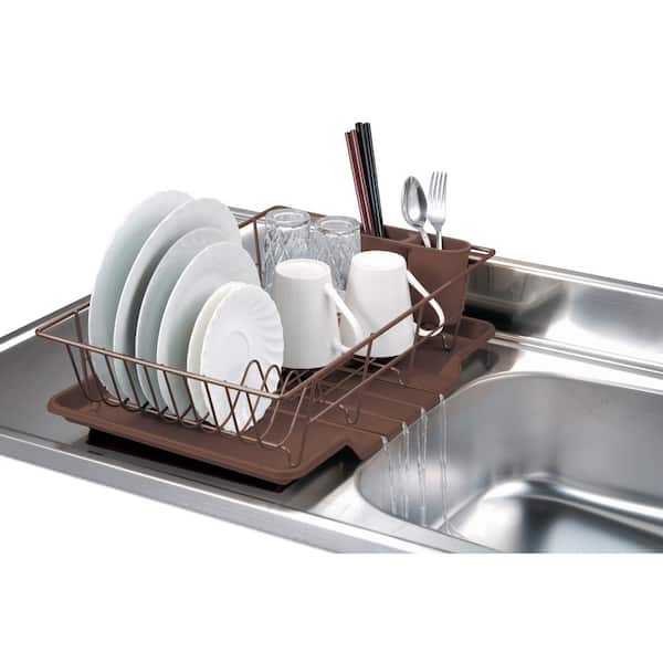 Veckle Dish Drying Rack for Kitchen Counter - 2 Tier Small Dish Racks with  Drainboard Tray, Rust-Resistant Dish Drainer with Glass Holder and Utensil